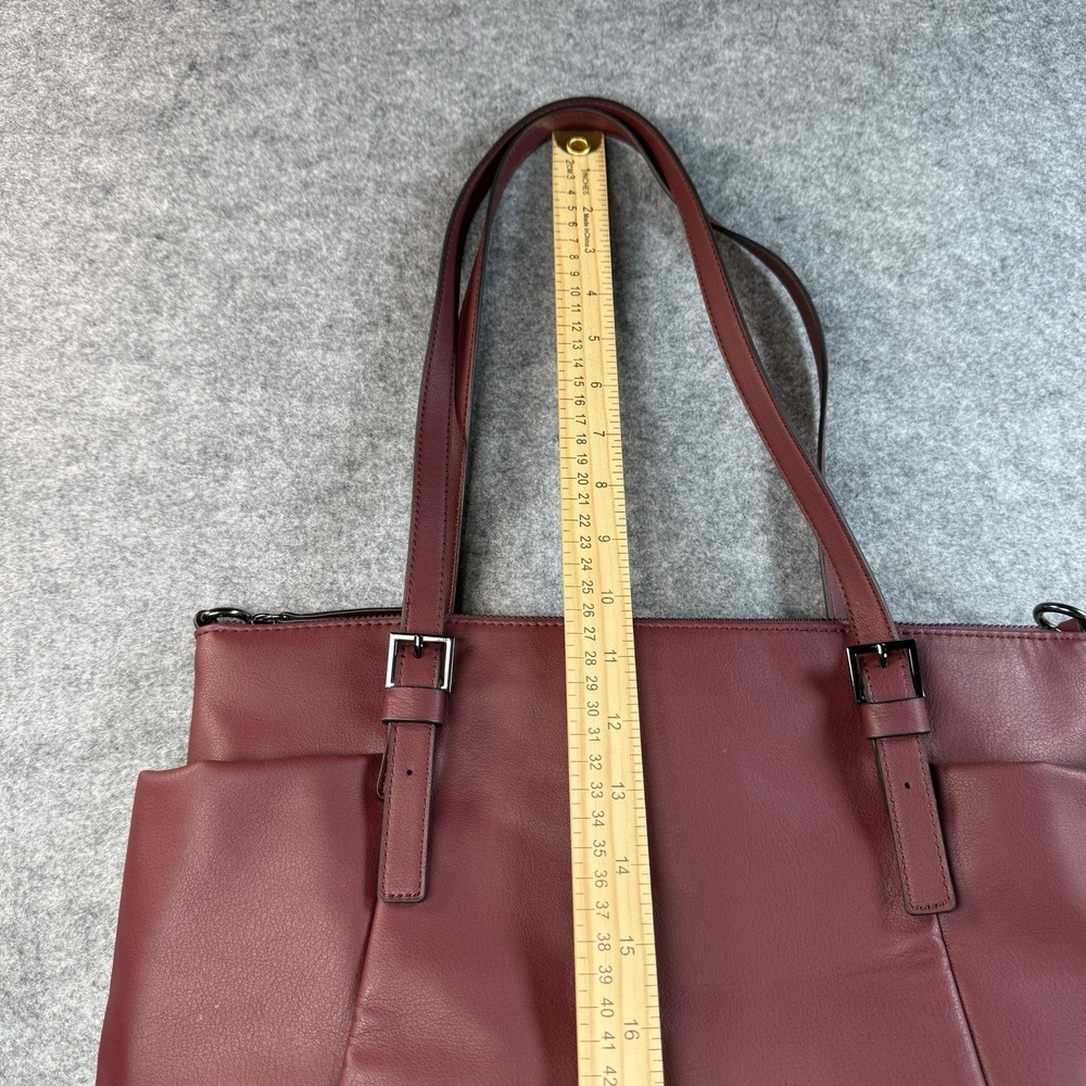 Simply Vera Vera Wang Purse Double Strap Zip Close Shoulder Bag Maroon Tote - Picture 13 of 15